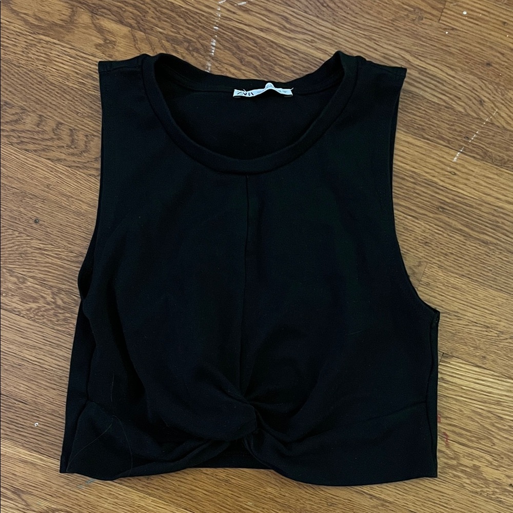 Zara Black Twist Front Muscle Tee